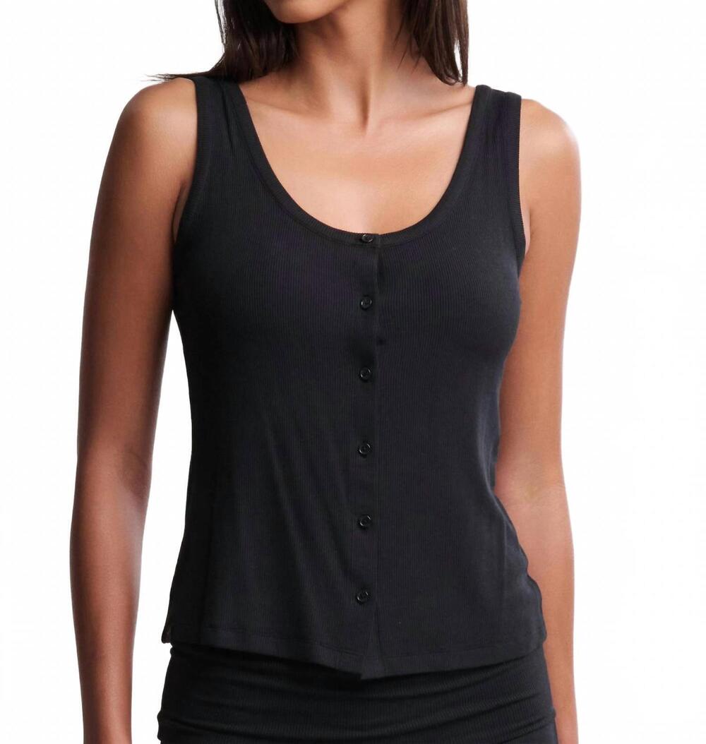 NEW BAREFOOT DREAMS ultra soft rib button front cami in black